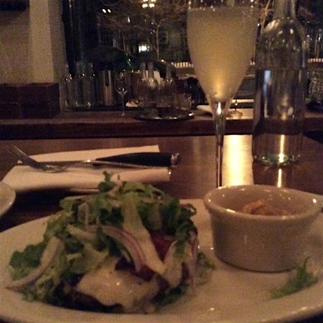 Post #spotlight grassfed beef burger and French 75... Late night menu at maialino hits the spot 