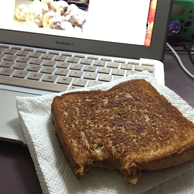 Very late night Grilled Peanut Butter and Cheese! #weird but very #delicious 