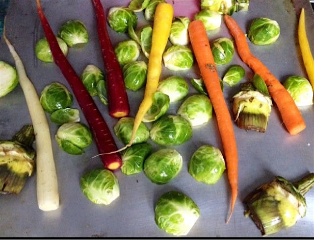 Vegetables prepped for roasting