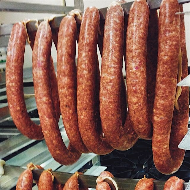 Rabbit and Pork kielbasa, I had the oppertunity to use the rabbits from when they still had a hea...