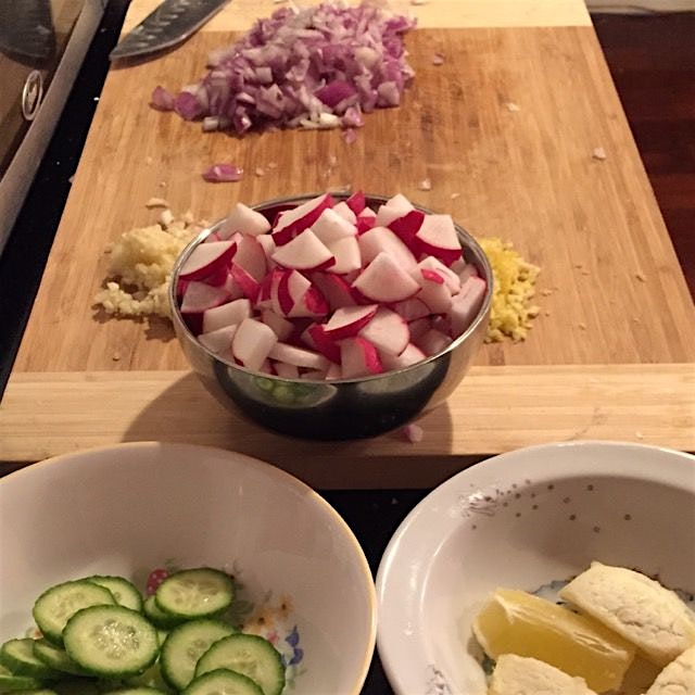 My husband was a great #SeusChef! Beat of the night, "You've got to rinse it, before you mince it...