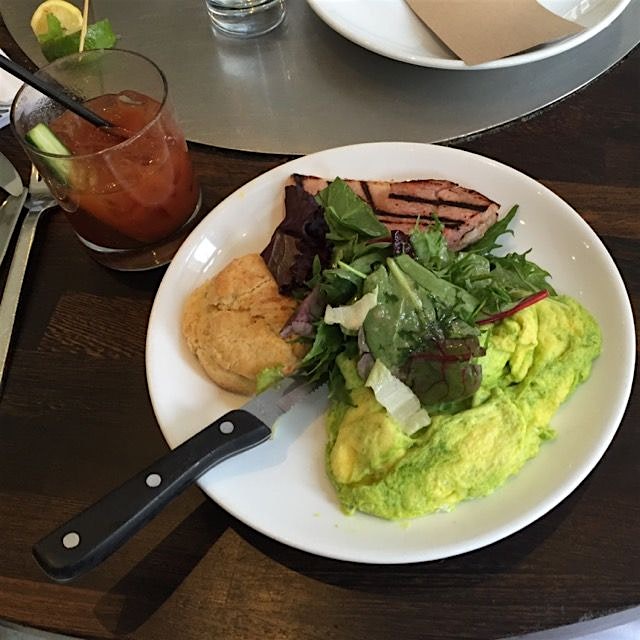 Green eggs and ham with Katie and Jean at Cafeteria. #virginbloodys 