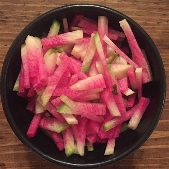Watermelon radish matchsticks