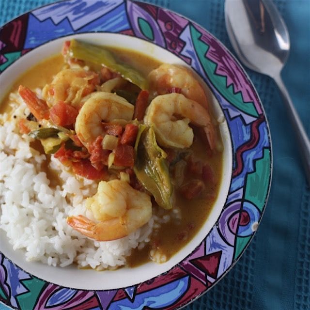 Malabar shrimp curry! Mmmm the aroma of fresh sizzly spices.