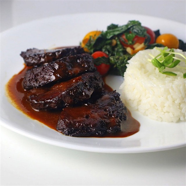 Homemade seitan in Candle 79 inspired tamarind BBQ sauce