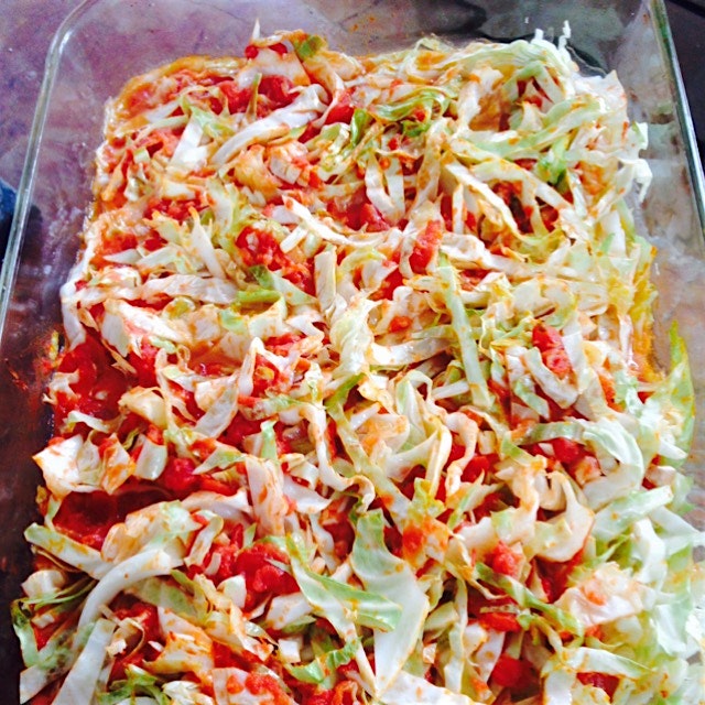 Roasted cabbage with Marcella Hazan's tomato sauce. Who needs pasta.