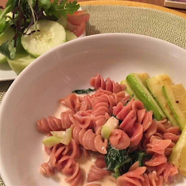 Dinner at home tonight with a mix of farmstand and imports.