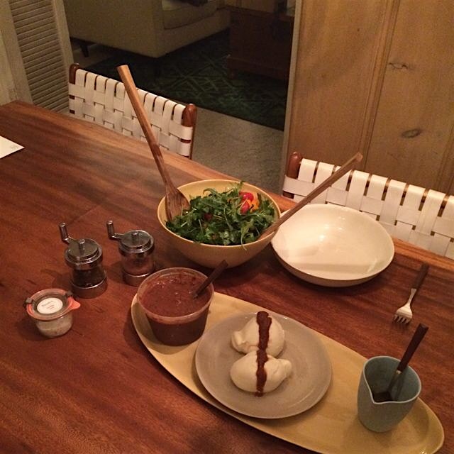 #SaladNight at Chez Chernicoff. NB that salad night involves imported Hampton Chutney Co. tomato ...