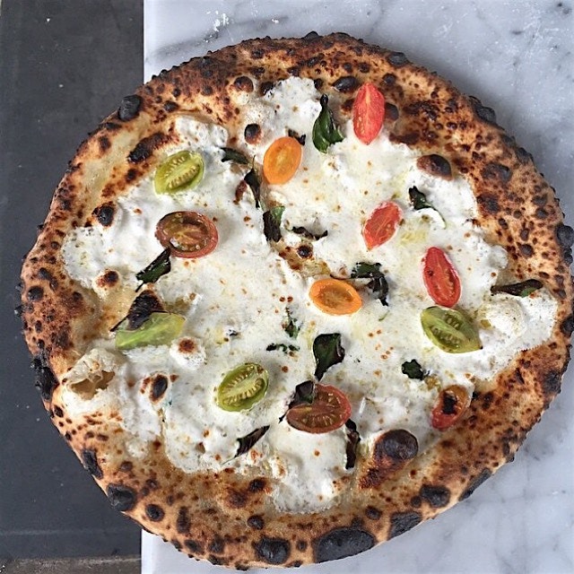 AZ // Flagstaff:  Mozzarella + Heirloom Tomatoes + Oregano Wood Fired Pizza at @Pizzicletta #Farm2AZ