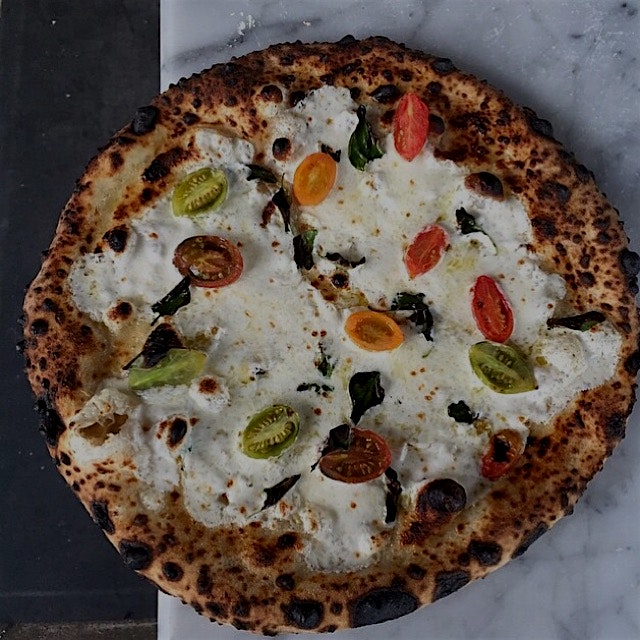 AZ // Flagstaff:  Mozzarella + Heirloom Tomatoes + Oregano Wood Fired Pizza at @Pizzicletta #Farm2AZ