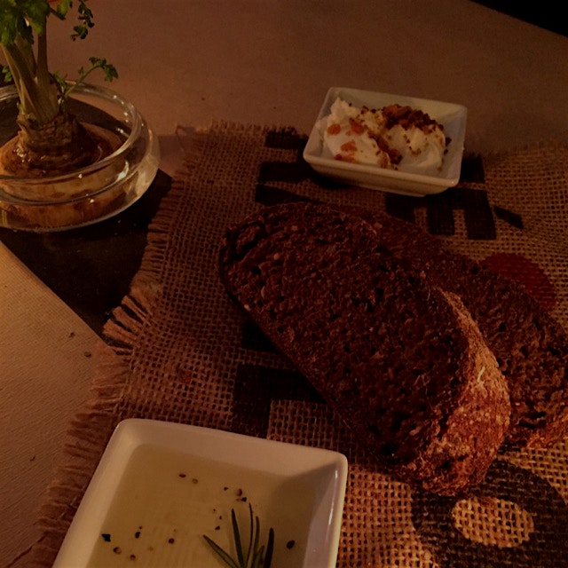 Beef tallow in the forefront and lard in the back - bread service at WastED.