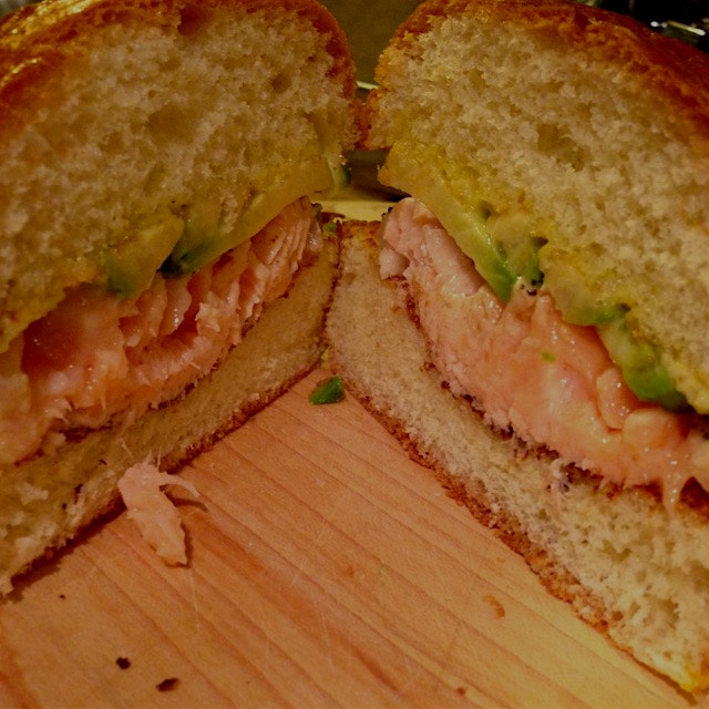 Succulent salmon sandwich for dinner