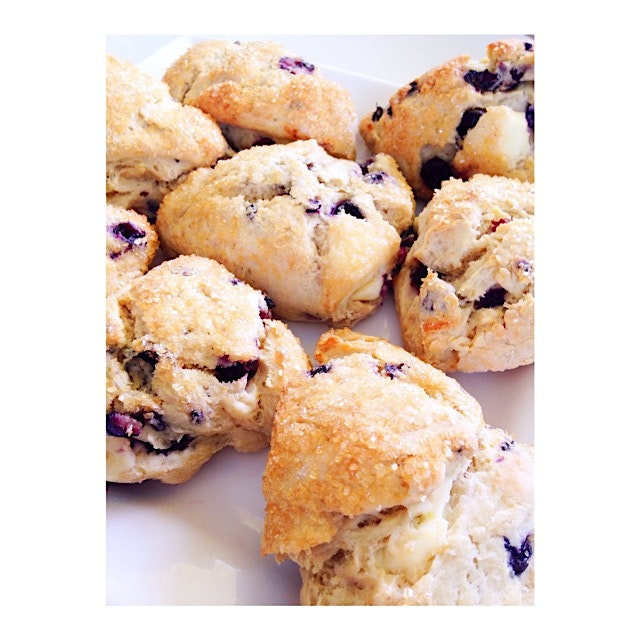 Cream cheese lemon blueberry scones. YUM! 