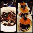 Couple of appetizers for my birthday today at Underground Tap and Grill, downtown Edmonton, AB ~ Bison sliders and blackened steak bites. Yum!!