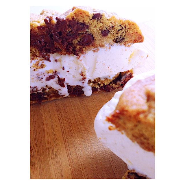 Last one, dessert!! Used my chewy chocolate chip cookies to make this amazing ice cream sandwich ...