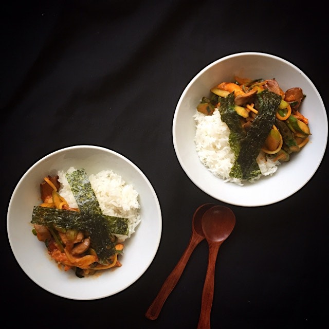 Korean style vegetarian rice bowl