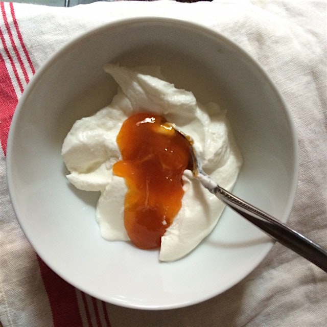 Morning! - topped some Fage greek yogurt with some fancy French apricot jam
