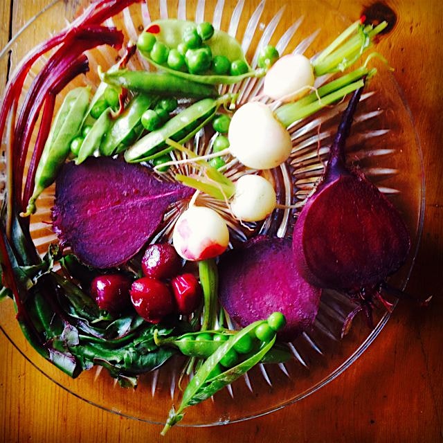 Steamed goodness from the #csa - no salt no oil #nonuthin just a summer feast #withcherriesontop