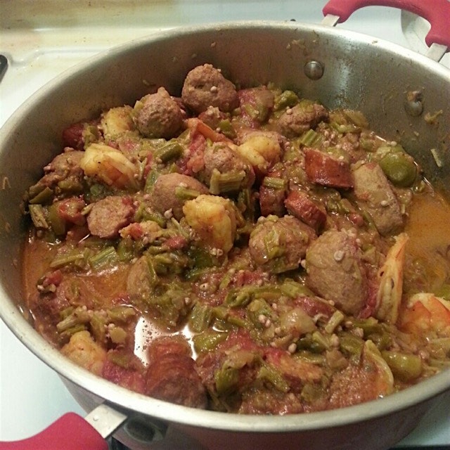 Spicy shrimp n' sausage gumbo