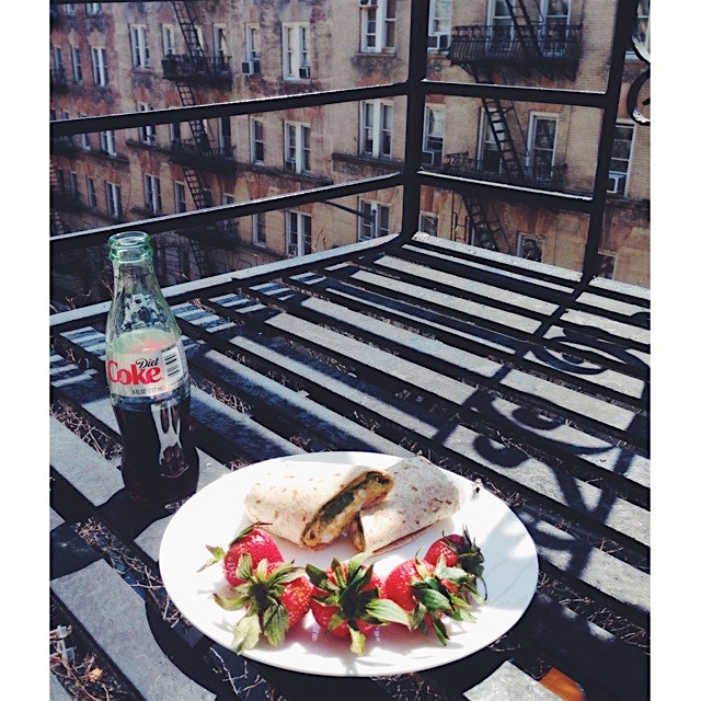 I enjoyed lunch sitting on my windowsill today! Finally starting to feel like springtime in NYC