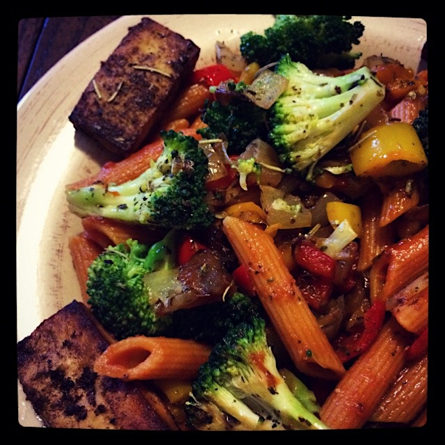 First time using the tofu press Chris's dad gave us! Dinner was AMAZING! :) 