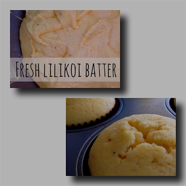 Beautiful lilikoi cupcakes (passion fruit) hot out the oven. Loving that natural yellow color fro...