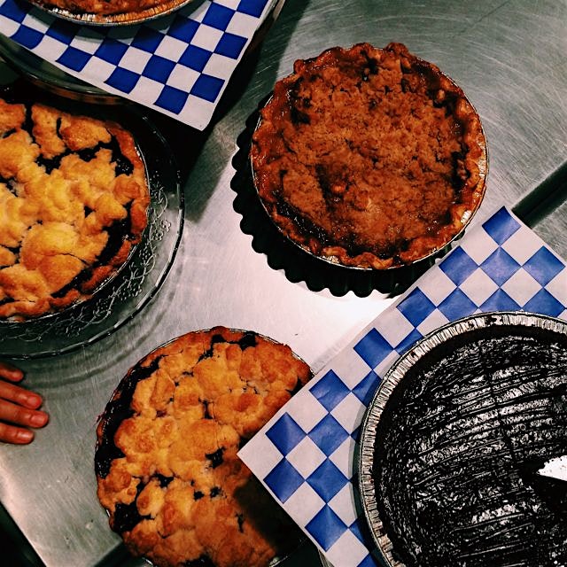 Pie tasting at pie corps #weddingeats - seasonal pies in greenpoint blueberry, apple, Chocolate c...