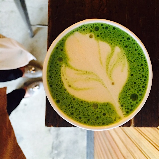 Matcha Latte art on a misty day 