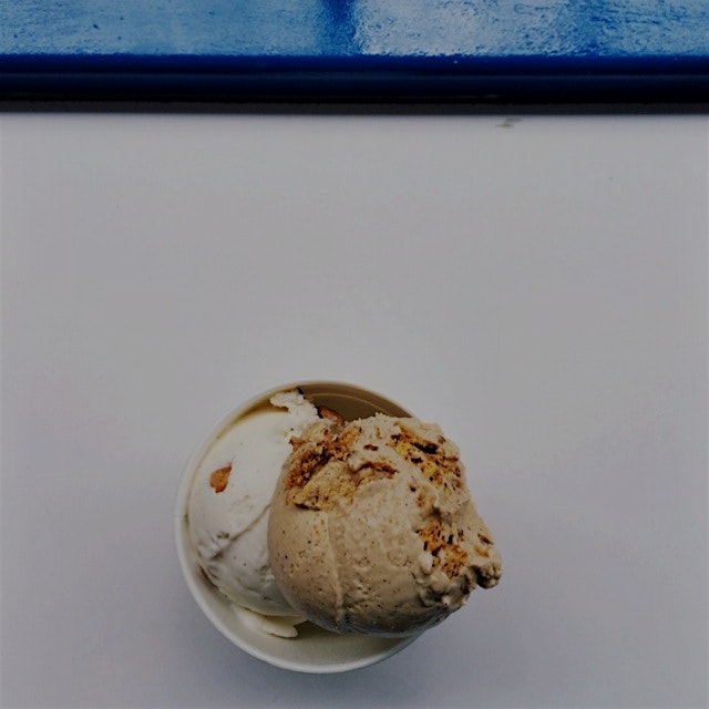 Coffee crisp and salt & pepper pine nuts ice cream at Morgenstern's Finest Ice Cream