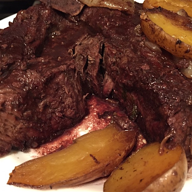 First try at a shoulder roast! Pretty good, if not pretty to look at. 