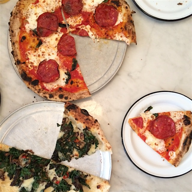 Roberta's pizza at Threes Brewing