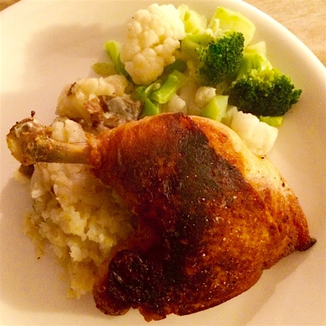 Crispy skin Brick #Chicken with shallot smashed potatoes
