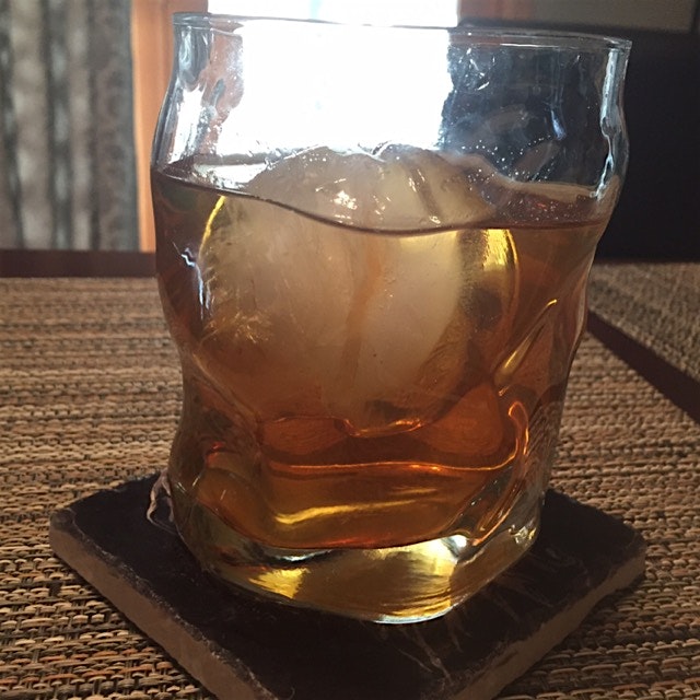 A modified Blonde Manhattan, recipe from Whiskey Park in NYC. 