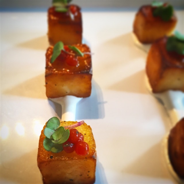 Seared Potato Boxes w/ Cream Fraiche & Tomato Caviar @SimplyHailee 