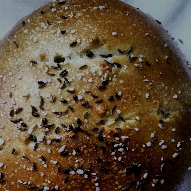 Fresh bread with caraway and sesame