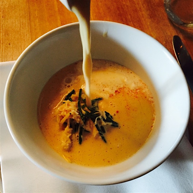 Robin the head chef at Fifteen, by Jamie Oliver in London is awesome - crab bisque rocks