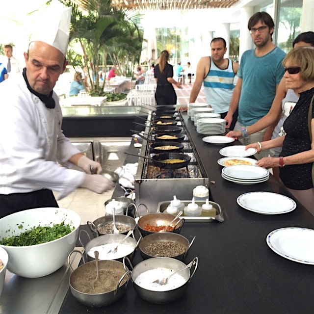 Multi station breakfast buffet at royal beach hotel Eilat Israel 
Pic 2-eggs any style you can th...