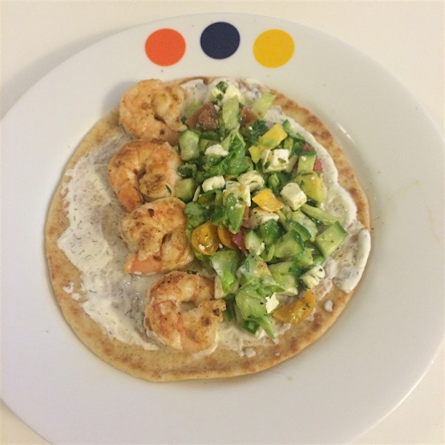 Grilled Greek shrimp pita 