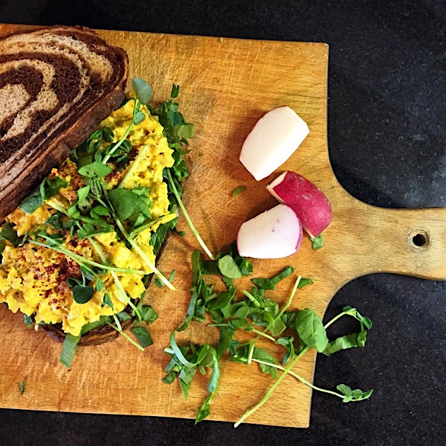 Lunch. Toasted Sandwich. Smile. 
Chicken and Fennel salad with a curried yogurt dressing. Shredde...