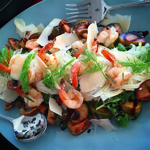 Enjoy this Shaved Fennel & Heirloom Tomato Salad w/ Rosemary & Olive Oil Poached Shrimp for now. ...