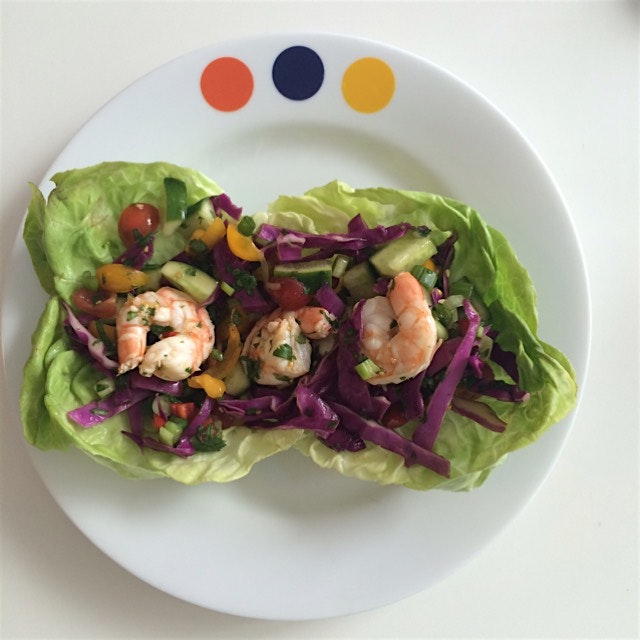 Nam tok salad with shrimp 