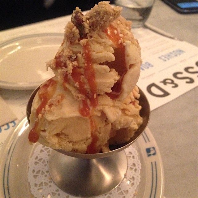 Dessert #1: halvah ice-cream with salted caramel