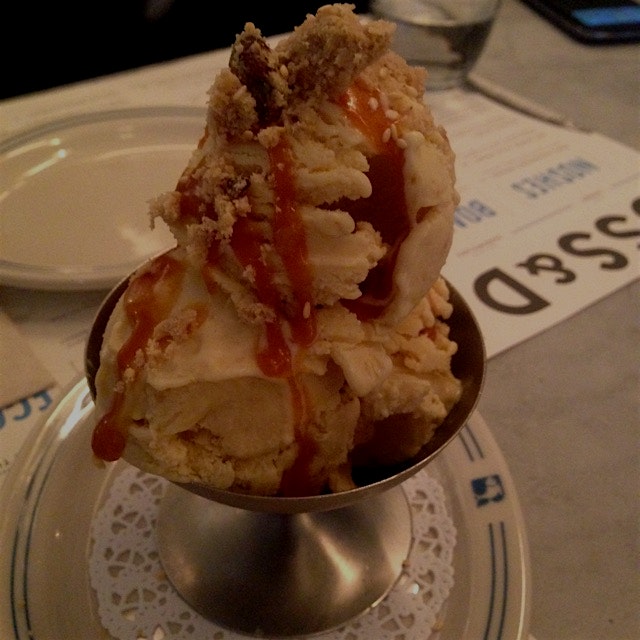 Dessert #1: halvah ice-cream with salted caramel