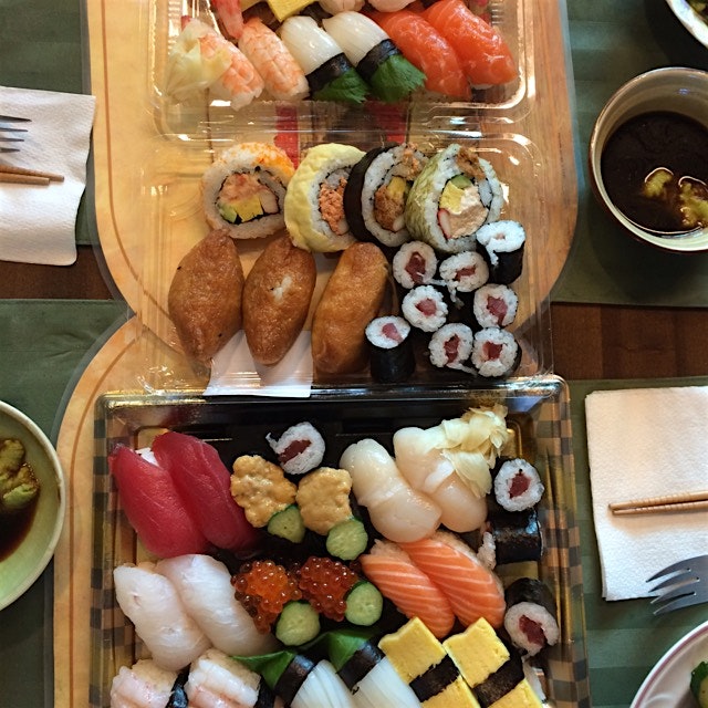 Super fresh sushi for 5, only 50 bucks. Gotta love Taiwan.