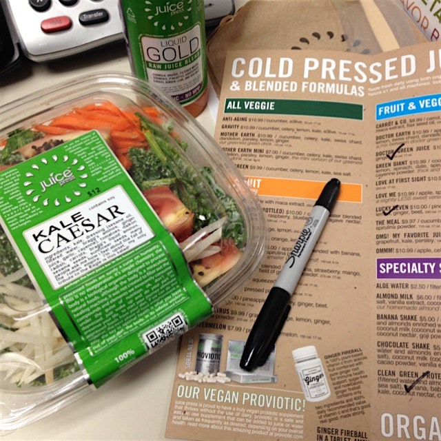 Making my way through the menu at Juice Press, NY.