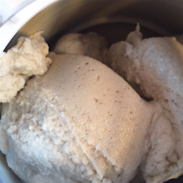 New non dairy frozen treat by Edenesque...almond milk base with local raw honey, vanilla bean and...