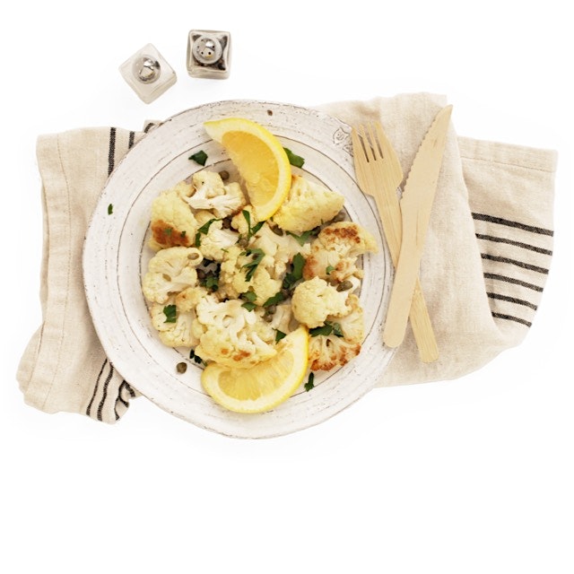 Cauliflower with parsley capers and lemon. Recipe on eatrealfoodnyc.com