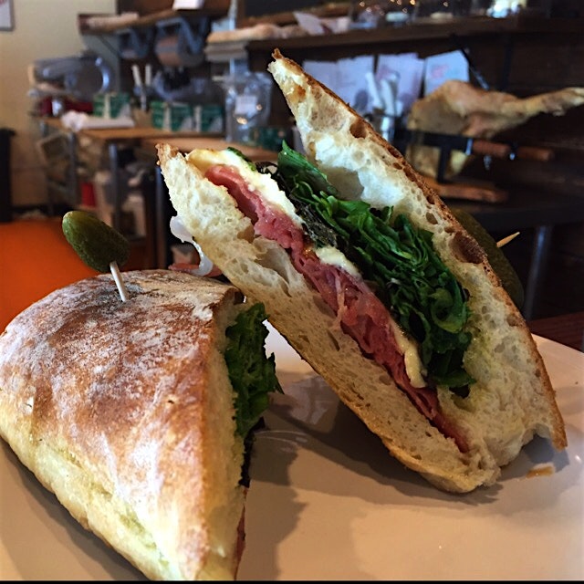 delish pig & fig sandwich @ our very favorite (the only) wine & cheese shop in des moines. 