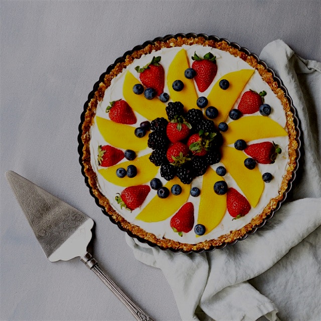 I am impressed by how easy it is to make this no bake fresh fruit yogurt tart.  The crust is made...