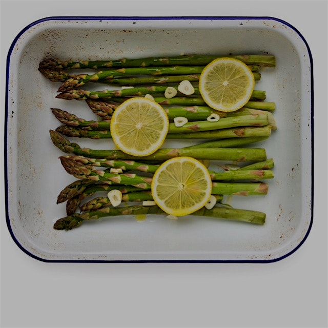 Roasted asparagus, garlic + lemon. Easy! Full recipe on eatrealfoodnyc.com